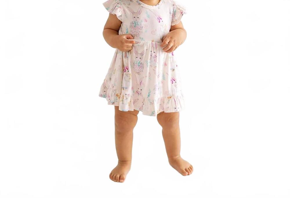 NEW POSH PEANUT girls ruffled twirl bodysuit dress in clementine